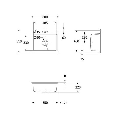 Villeroy & Boch 336A01RW EB-SP Subway Style 60 S 6A 600x510mm