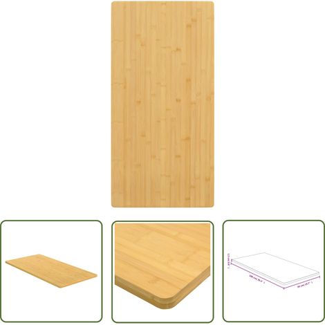The Living Store Tischplatte 50x100x1,5 cm Bambus - Bambus Platte - Esstischplatte - Wohnzimmer Deko - Kaffeetischplatte - Sideboard Platte (1/4)