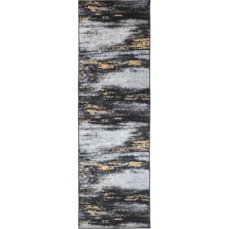 Rug Runner LESAKA Black and Gold 80 x 400 cm Diamond Velvet vidaXL