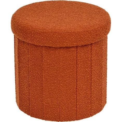 Pouf Coffre Pliant Bouclette "Fink" 38cm Ambre (1/5)