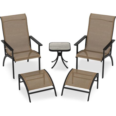Conjunto de 5 muebles de exterior 81 x 65 x 106 cm cómodos y prácticos diseño rústico en tela marrón 200011823