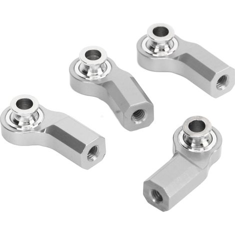 Quatre coudes d'extrémité de tige de direction en acier allié aluminium M3 pour voiture télécommandée, adaptés aux modèles de voitures télécommandées Axial SCX10 1/10, argent. (1/5)
