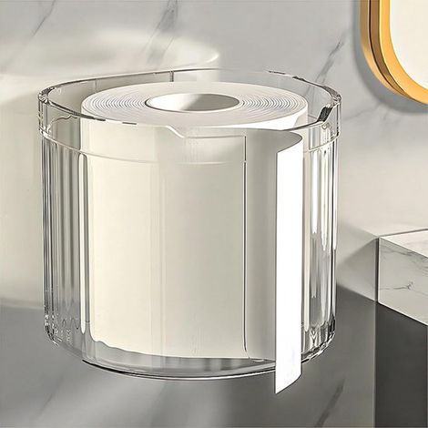 Soporte de pared para papel higiénico, autoadhesivo, ideal para guardar en caravanas, cocinas y baños - blanco (1/5)