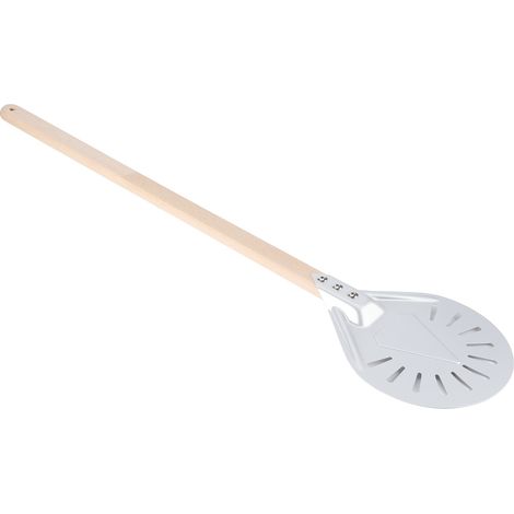 Pelle à pizza avec manche en bois amovible de 60 cm, spatule ronde antidérapante, ustensiles de cuisine (7 pouces)