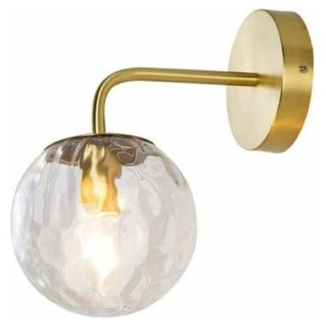Applique murale Applique murale pour salon et entrée – Lampe moderne en verre avec abat-jour boule en métal et laiton, applique murale simple pour salon, chambre, couloir, allée, restaurant, café, écl