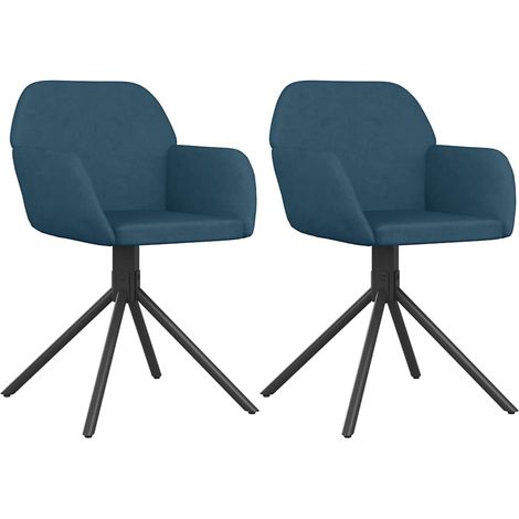 Chaises pivotantes à manger  Chaise de cuisine lot de 2 Bleu Velours (1/5)