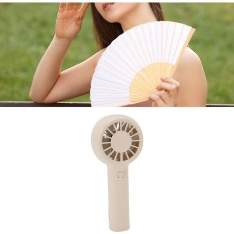 Tragbarer Handventilator mit 5 Geschwindigkeitsstufen, leisem Betrieb, 5,5 Stunden Akkulaufzeit, mit Klemmsystem, ideal für Camping, Strand und Outdoor-Aktivitäten – beige, aus ABS, Gewicht: 1 (1/5)
