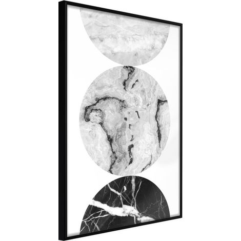 Affiche Murale Encadrée "Three Shades of Marble" 30 x 42 cm Noir