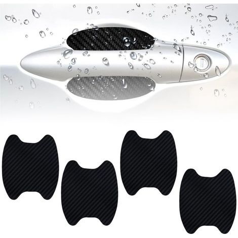 4 Pièces Film de Protection Extérieur en Fibre de Carbone pour Poignées de Porte Automobile Anti-rayures Universel Noir (1/5)