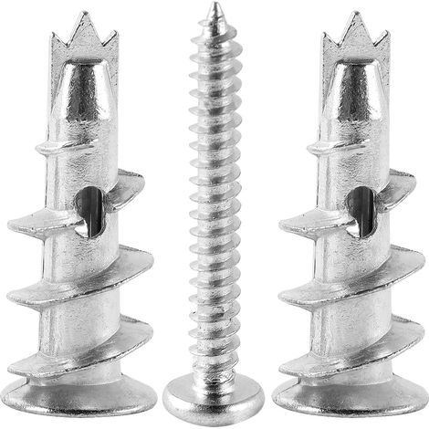 Chevilles pour placoplatre, 100 Pièces Chevilles Pour Placoplâtre Autoperceuses en métal avec vis. Pour la fixation dans la pierre, la brique, le béton, les plaques de plâtre (1/5)