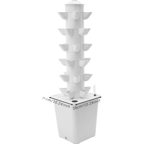 Sistema de cultivo hidropónico, 6 niveles, 30 orificios de plantación, BLANCO (1/2)