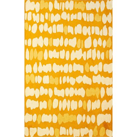 Tapis intérieur extérieur jaune motif organique antidérapant - 80 x 150 cm (1/5)