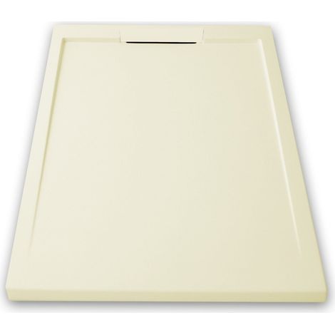 Mineralguss-Duschwanne extra flach LUX Schieferoptik beige 70x100cm Auslaufschutz in Farbe