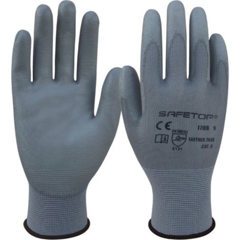 Guante sintético SAFETOP recubierto de poliuretano Feather Task 10 Gris