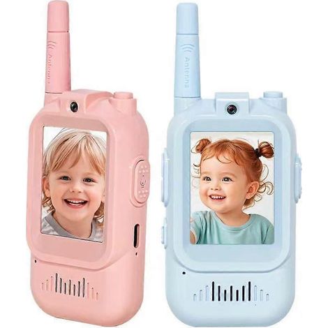 Talkies-walkies vidéo pour enfants, lot de 2 interphones vidéo portables rechargeables avec caméra, changeur de voix, portée de 1,5 km, cadeau pour garçons et filles 2025-2026 (1/4)