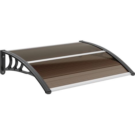 Pensilina da Esterni Impermeabile e Anti-UV 75x100x23 cm in PC PP e Alluminio Marrone e Nero (1/5)