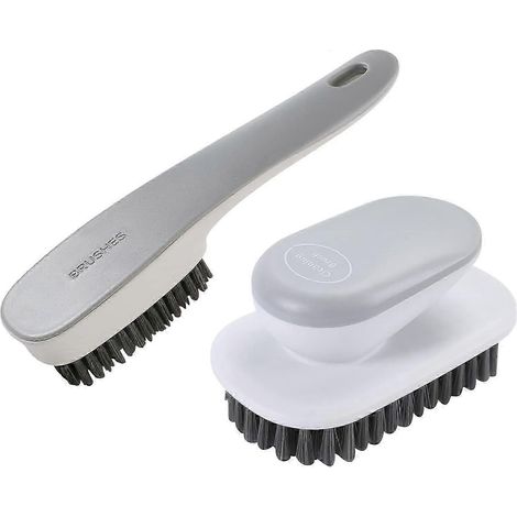 Brosse de nettoyage, petite brosse à linge ménagère, pour frotter vêtements, chaussures, sous-vêtements et tissus, brosse de nettoyage à la main, lot de 2, grise (1/5)
