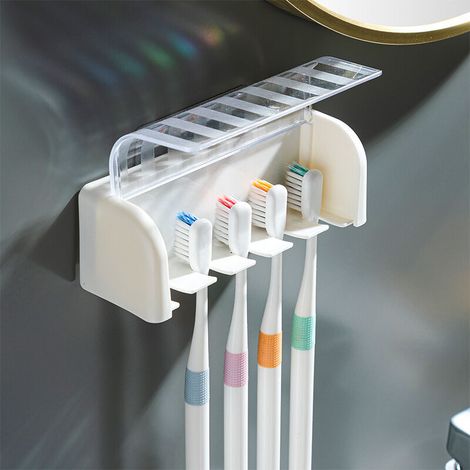 Organisat de rangement de brosse à dents auto-adhésif pour douche, support de brosse à dents pour salle de bain (1/5)