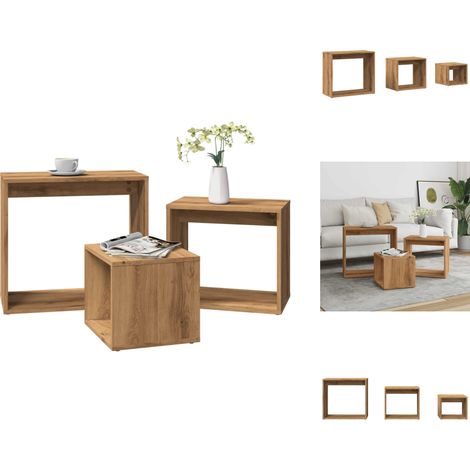 Tables gigognes 3 pcs chêne artisanal bois d'ingénierie - Table Gigogne - Tables Gigognes - Table - Tables (1/5)
