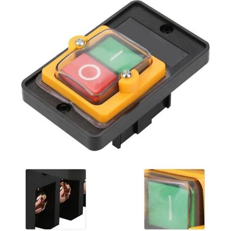 Interrupteur À Bouton - Étanche Ip65 - Ac 220 V 380 V 10 A - Autobloquant On Réinitialisation Automatique Off - Pour Bétonnière Et Machines-outils - 1 Pièce (1/4)