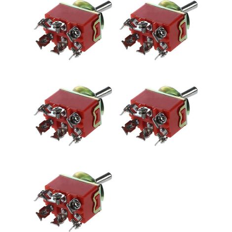 Interrupteur à bascule unipolaire bidirectionnel à verrouillage 3 positions marche-arrêt-marche, 5 voies, 250 V CA, 15 A, orange (1/5)