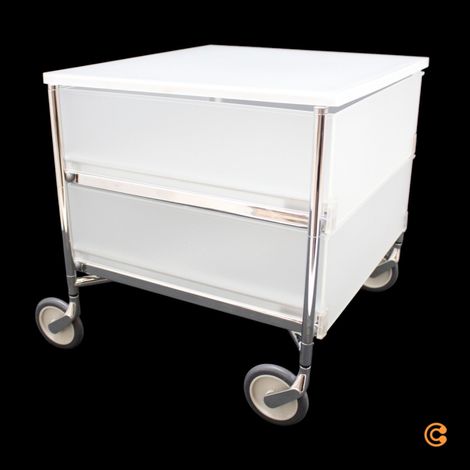 [GEBRAUCHT] B-Ware Kartell Mobil Rollcontainer Rollregal 2 Schubladen eisfarben halbtransparent (1/2)