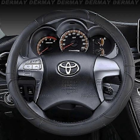 Housse de volant en cuir véritable pour Toyota Hilux Pickup (1968-2023), style sport, couleur : noir. (1/4)