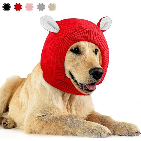 Bonnet tricoté douillet pour chien avec cache-oreilles pour l'hiver - Protection contre le bruit et chaleur pour chiens de taille moyenne à grande (1/5)