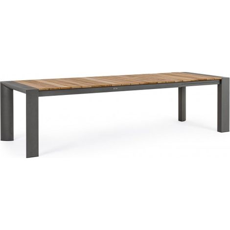 Tavolo allungabile "Cameron" con struttura in alluminio, piano in teak, stile moderno -228-294 cm / Antracite (1/5)