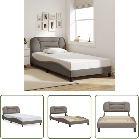 The Living Store Cadre de lit sans matelas taupe 100x200 cm tissu - Lit Plateforme - Lit Double - Cadre Lit - Literie - Meuble Chambre (1/5)