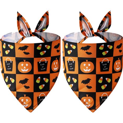 Set mit 2 Hundehalstüchern für Halloween, wendbares dreieckiges Haustierhalstuch, strapazierfähiges Material, verstellbare Größe.