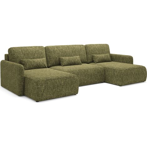 U-Sofa, 4-sitzig, umwandelbar, mit Truhe Lazare Grün