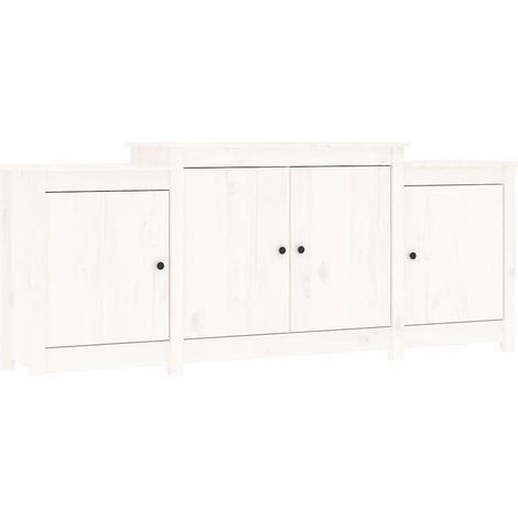 Buffet Commode Armoire Luxueux, pour Salon Chambre Entrée Cuisine, Blanc 164x37x68 cm Bois massif de pin OIB1538E (1/5)