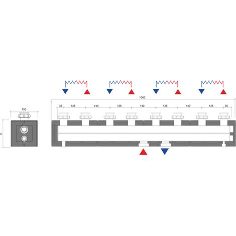 Verteilerbalken DN32 für Pumpengruppen 2 bis 5 fach (1/5)