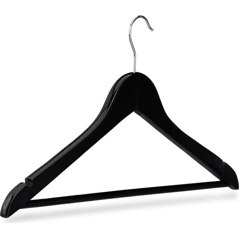 Lotto di 20 grucce in legno con traversa per pantaloni dimensioni 23 x 44 x 1 cm stile classico in legno nero 130006153