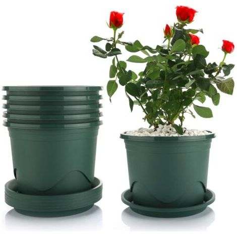 16CM Pot de Fleur en Plastique avec Plateau - Ensemble de 6,Racine-Contrôle Conteneur Pot de Décoration pour Plantes de Jardin d'intérieur ou d'extérieur Bonsai Plantes Succulent Aloès Herbe (1/4)