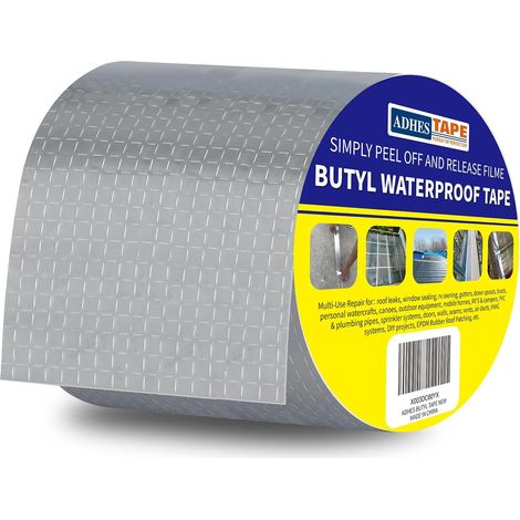 Butyl Tape Waterproof Butyl Tape, Aluminium Butyl Sealing Tape, Aluminum Adhesive Tape, Repair Tape for Facades, Roof, Roof, Flat Roof, 100mm x 5m (1/5)