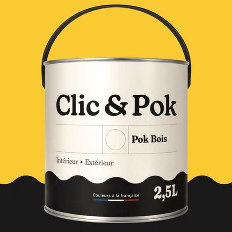 Peinture Bois Extérieur – POK BOIS - 2,5L - RAL 1018 - Jaune zinc- Résistante aux intempéries - Ne s'écaille pas