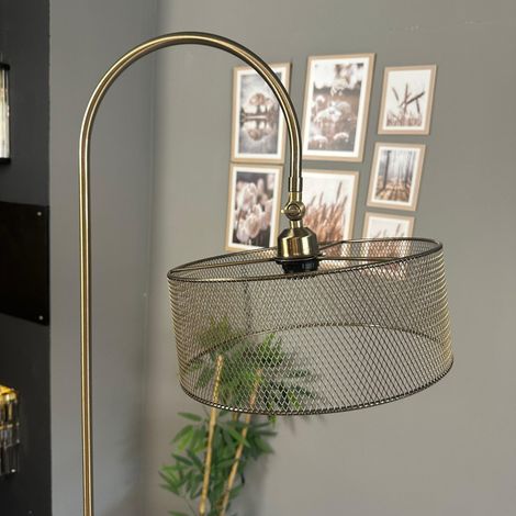 Lampadaire Ferix Métal Moderne E27 Largeur 37 cm Abat-jour Réglable Tablette Variateur (1/4)