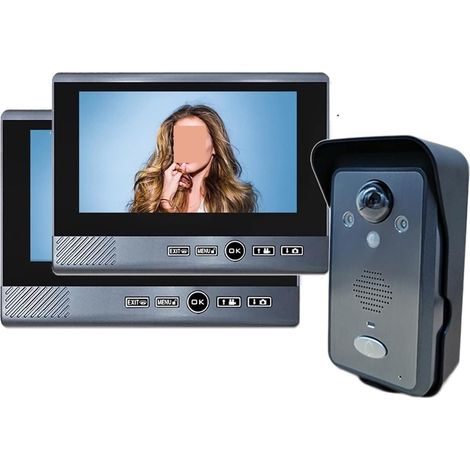 Caméra de sécurité sans fil avec sonnette vidéo Système d'interphone vidéo sans fil avec caméra, écran d'affichage de 7 pouces, interphone sécurisé Installation facile ( Color : 1 Doorbell 2 Display , (1/5)