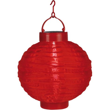Star Trading Lampion solaire LED 'Festival', capteur crépusculaire, extérieur, 22cm, rouge (1/3)