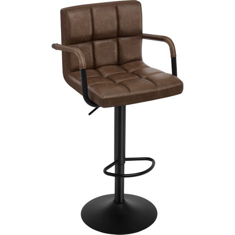 Woltu – Tabouret de bar brun foncé en similicuir – Rotatif réglable 90-112cm – Pied en métal avec repose-pieds ergonomique – Pour cuisine et restaurant (1/5)