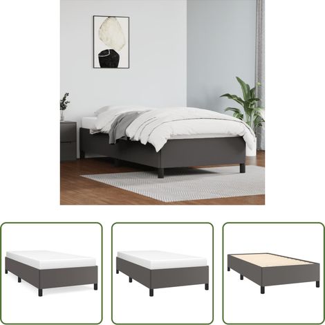 Kunstlederbett - Bettgestell Grau 90x190 cm Kunstleder (1/5)