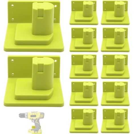 Lot de 12 supports de montage pour outils en plastique, station d'accueil pour batterie d'outil électrique compatible avec batterie Ryobi 18V, usage intensif pour atelier garage (1/5)