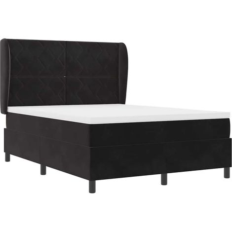 vidaXL Cama con somier y colchón Negra 140 x 200 cm de terciopelo (1/5)