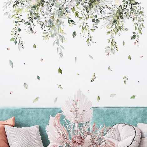 stickers Muraux Plantes Vertes Pendaison Vigne Autocollant Mural Glycine Fleur Dcoration Murale Chambre Salon Tv Mur Salle Manger (1/4)