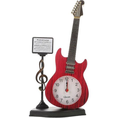 Tischuhr in Form eines Musikinstruments, dekorative Nachttischuhr – 23,8 x 11,6 cm – Rot (1/2)
