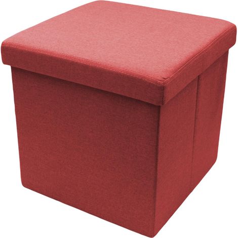 POUF LEA QUADRATO 38 X 38 CM IN COLORE BORDEAUX EFFETTO TESSUTO (1/5)