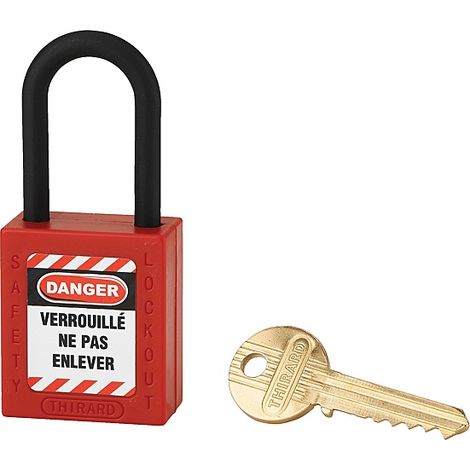 Cadenas de consignation rouge THIRARD anse nylon Ø6 Largeur 40 mm avec 1 clé varié - 005238RD (1/3)