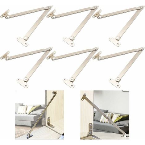 3 Pair Folding Cupboard Door Hinge, Stainless Steel Cabinet Furniture Door Support Hinge, Flap Hinges, for Cabinet Support, Kitchen Cabinets, Wardrobe(Silver)